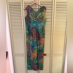 Vintage 70’s handmade green pointillism gown